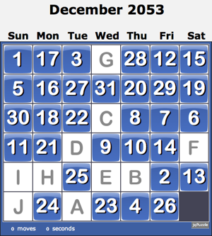 Sample scrambled sliding calendar puzzle