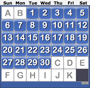 Sample solved sliding calendar puzzle