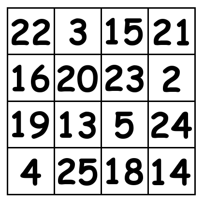 4 by 4 grid Solution 1