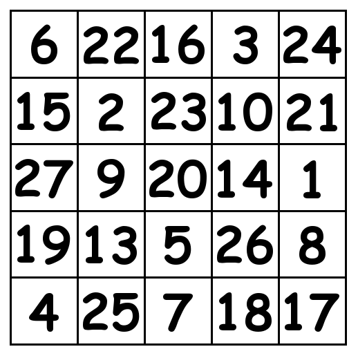 5 by 5 grid Solution 1