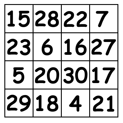 4 by 4 grid Solution 3