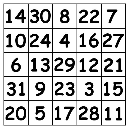 5 by 5 grid Solution 3