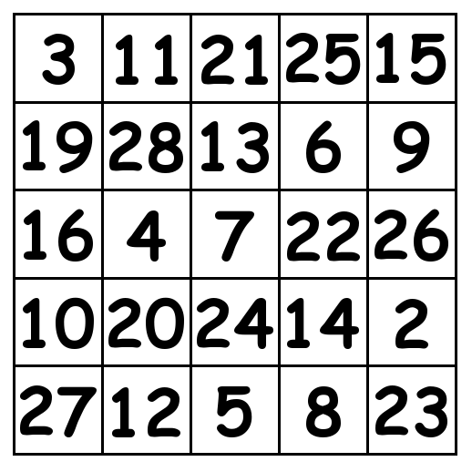 5 by 5 grid Solution 4