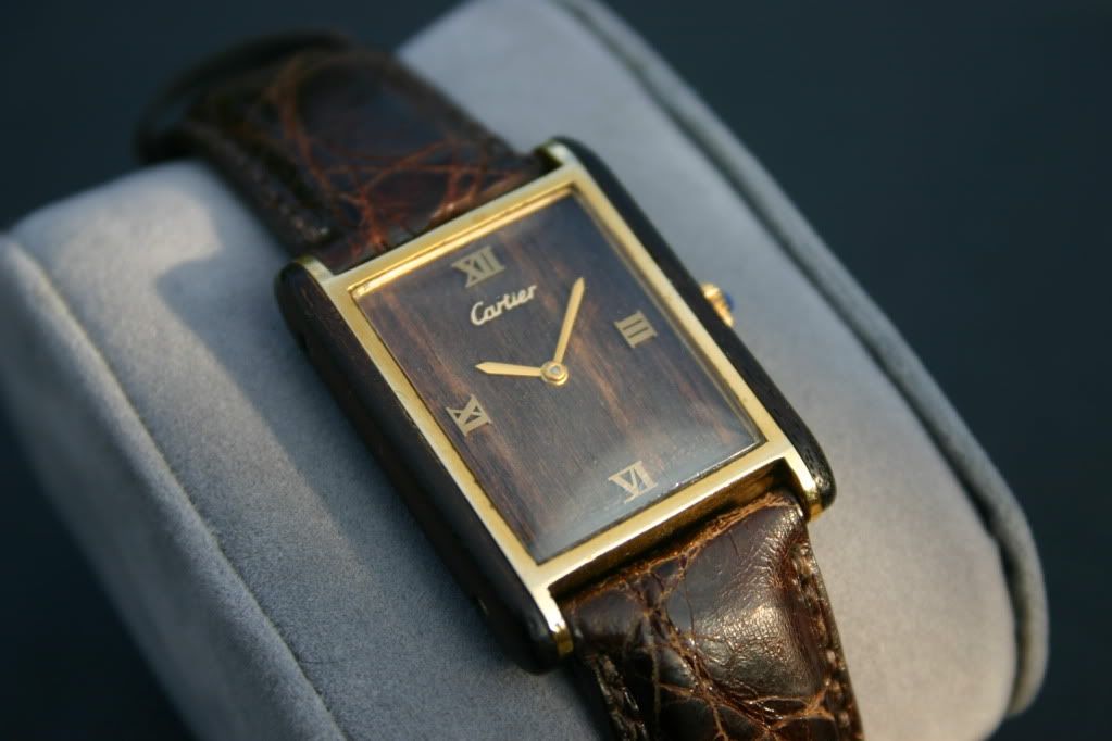 Rare 1970's Cartier Tank with Wood Dial 