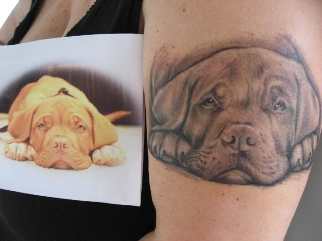 Maria. My tattoo of Talus at 3 mths old. Timothy's tattoo of Talus at 5 