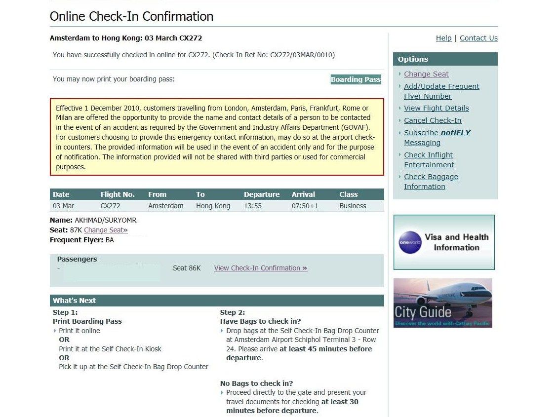 ba boarding pass says no checked baggage