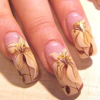 Nails Design Asian Flowers