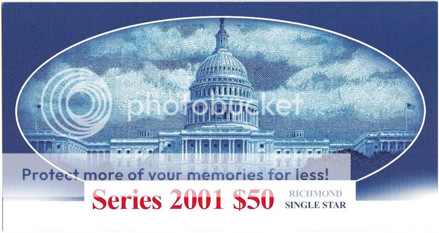 Series 2001 $50 Richmond Star Note BEP Presentation Folder