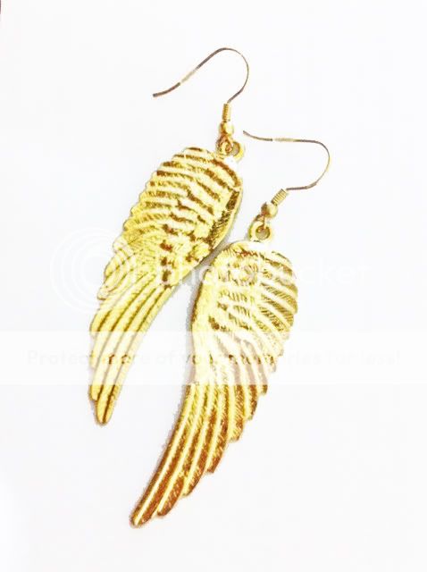 brand new gold angel wings earrings size 2 3 inches excluding hooks 