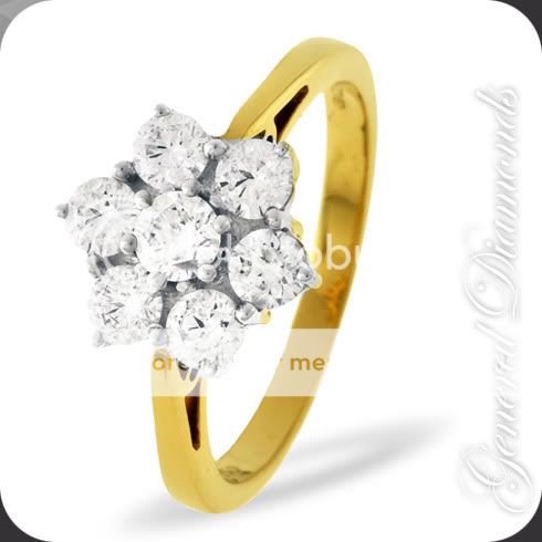 VVS Real Diamond Cluster Ring 18k Solid Yellow Gold  