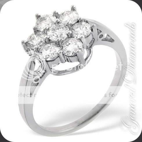 VVS Real Diamond Cluster Ring 18K Solid White Gold  