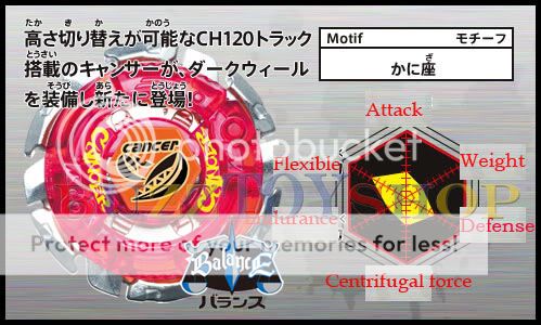 Metal Fight BeyBlade BB 55 Booster Dark Cancer CH120SF  